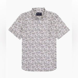 Robert Graham White Beach Print Short Sleeve Button Down M